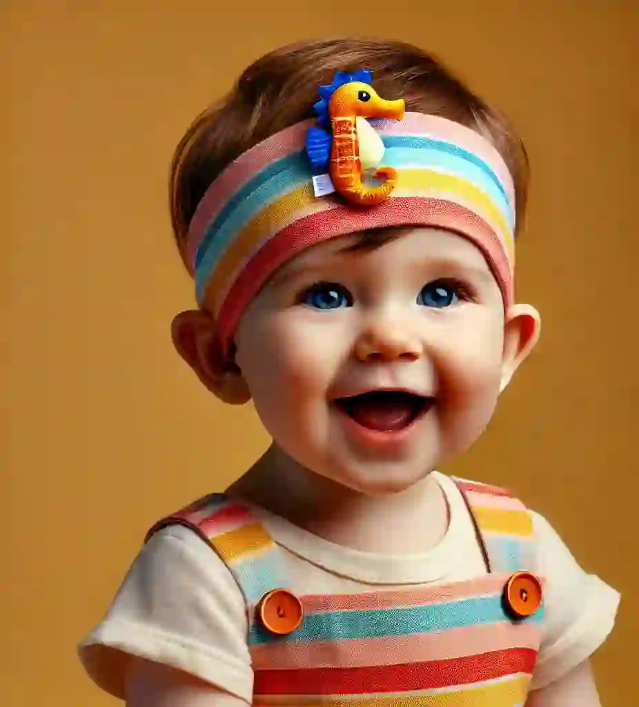Seahorse-Themed Baby Headband with Plush Seahorse Toy